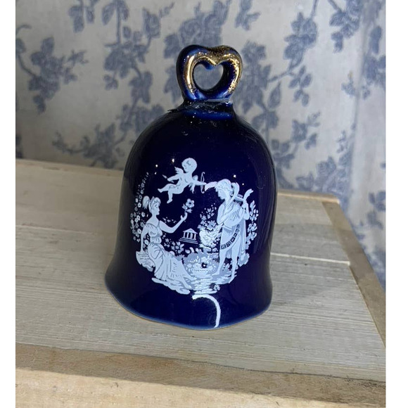 Vintage Cobalt Blue Giftcraft Toronto Noritake Japan Cupid Bell - Picture 2 of 8